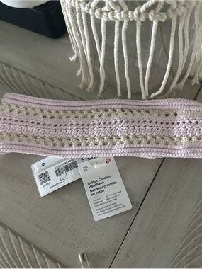lululemon athletica Pink Crochet Cotton Headband